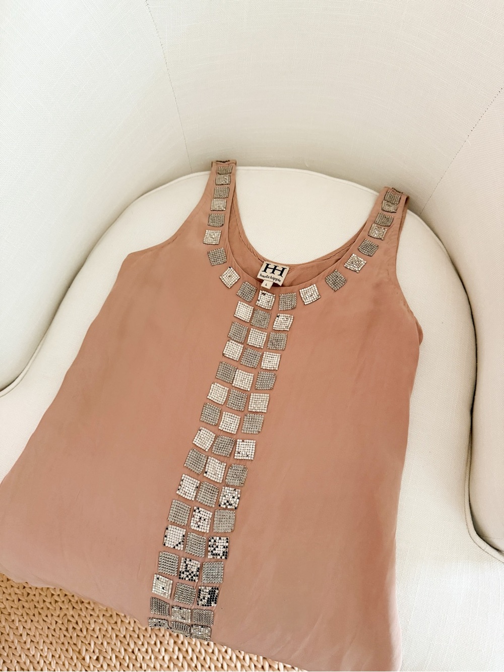 Embellished Beige Pink Dress